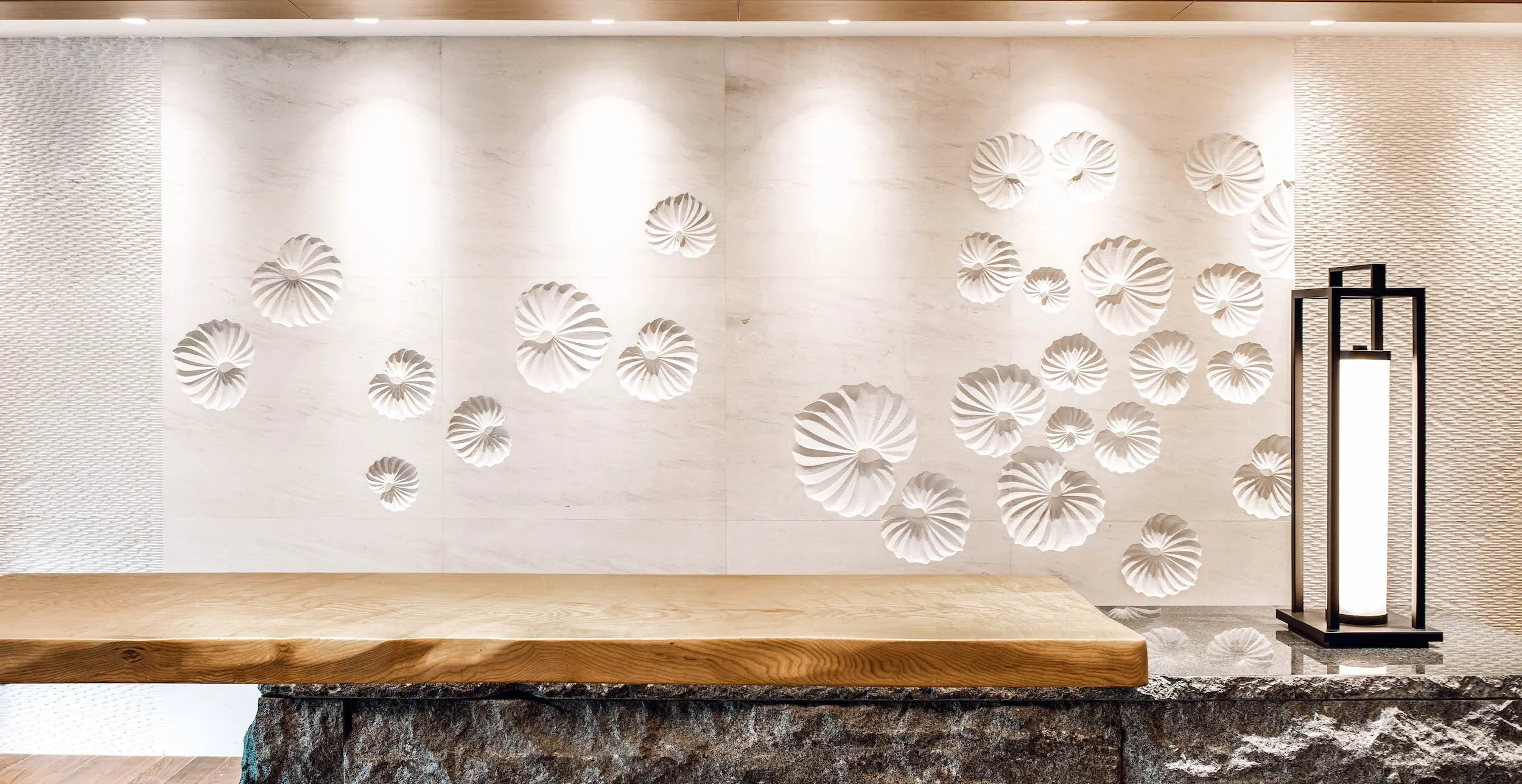 Aura Bloom 2 - Carved Feature Wall by JJM Stone Art UAE