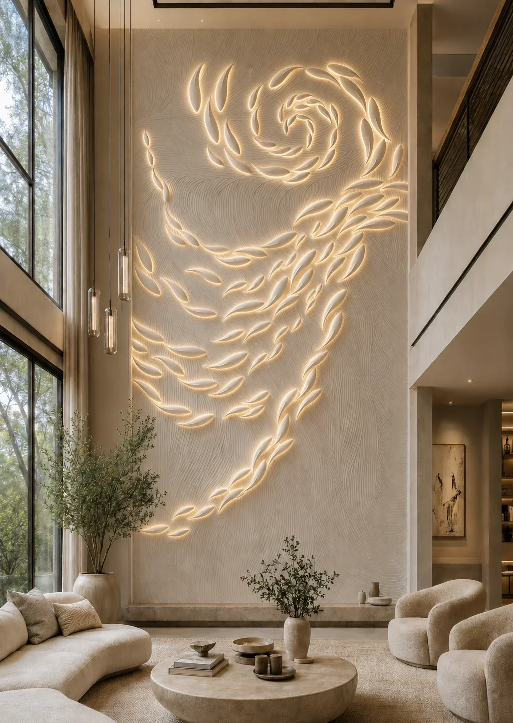 Fish Float 2 - Carved Feature Wall by JJM Stone Art UAE