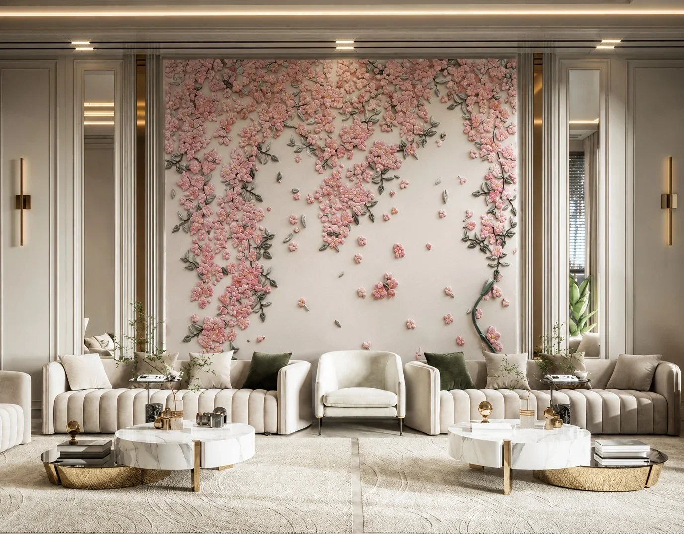 Flora Essence - Carved Feature Wall by JJM Stone Art UAE