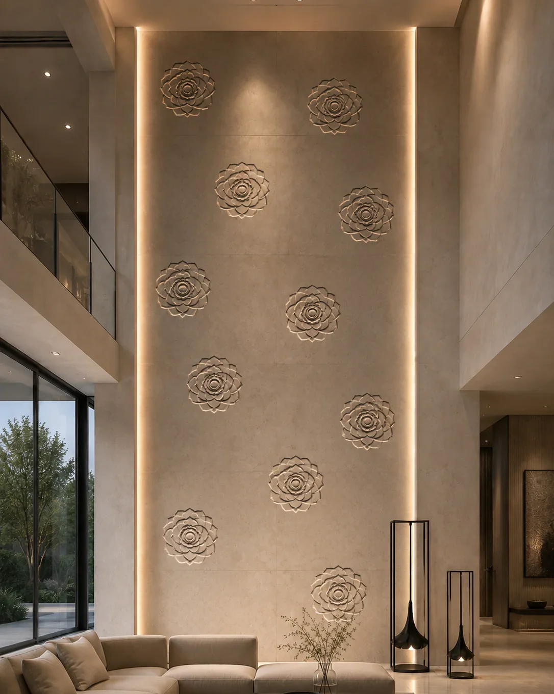 Mandala - Carved Feature Wall by JJM Stone Art UAE