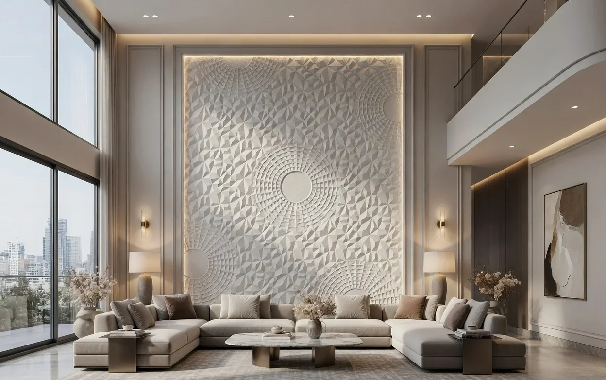 Mandala 2 - Carved Feature Wall by JJM Stone Art UAE