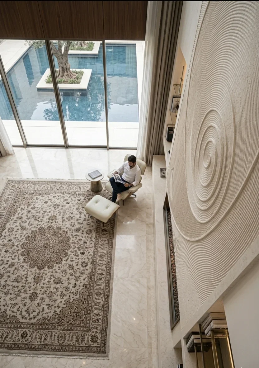 Spiral - Carved Feature Wall by JJM Stone Art UAE
