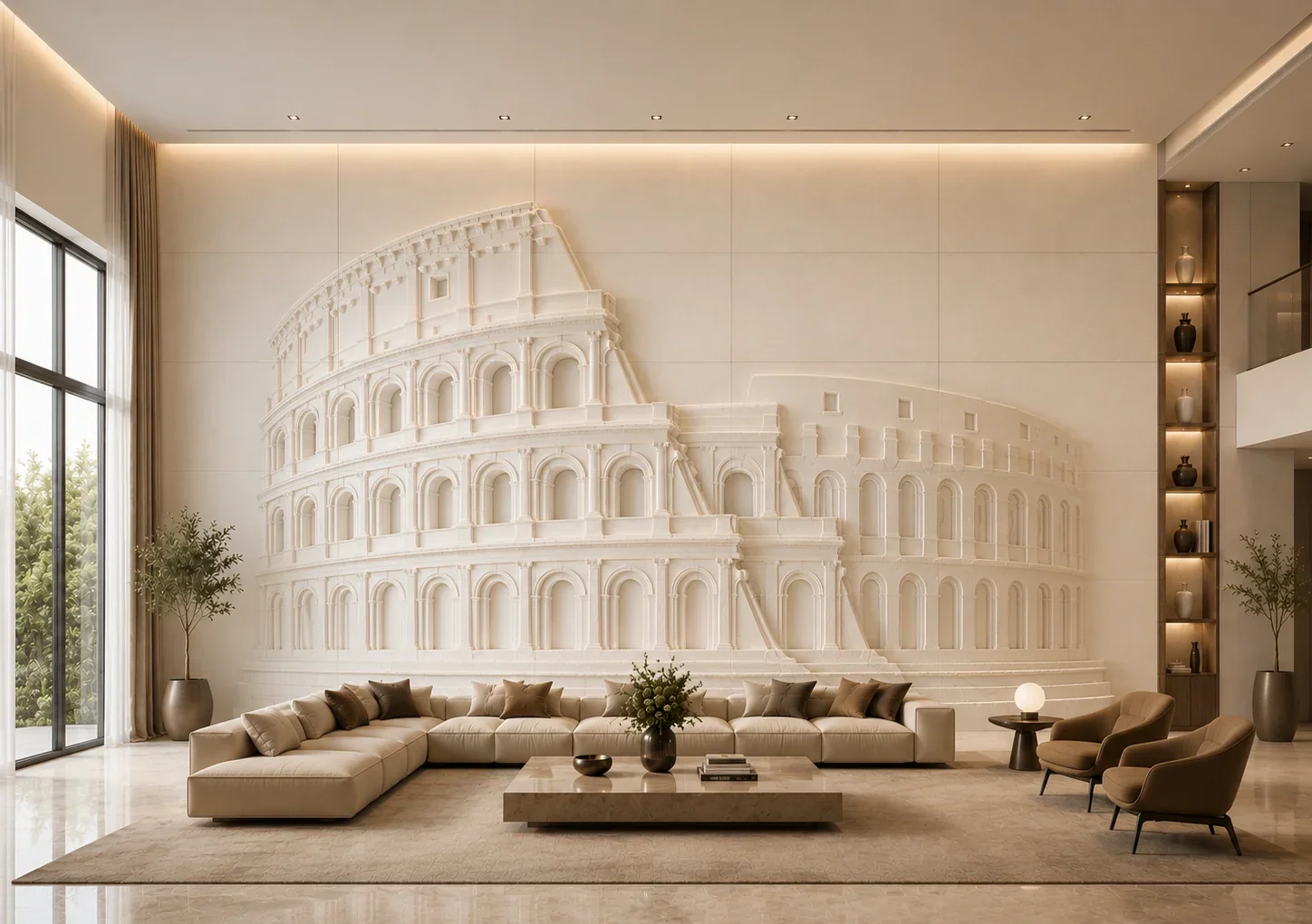 The Flavian - Carved Feature Wall by JJM Stone Art UAE
