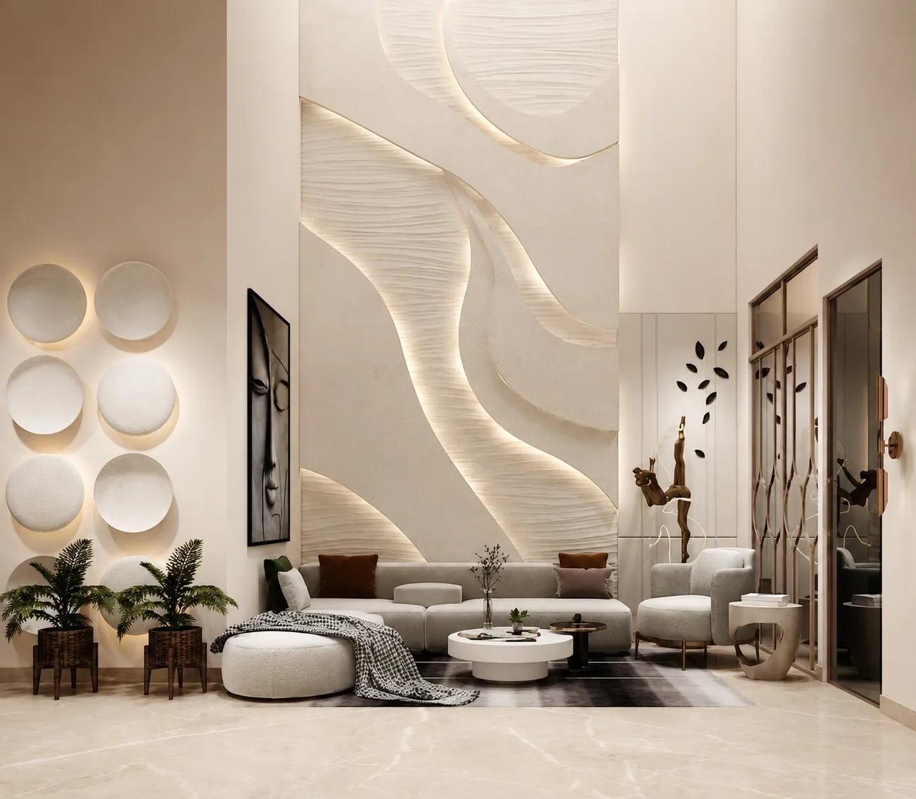 Wave 3 - Carved Feature Wall by JJM Stone Art UAE