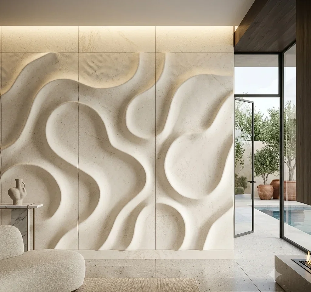 Whispering Dunes - Carved Feature Wall by JJM Stone Art UAE